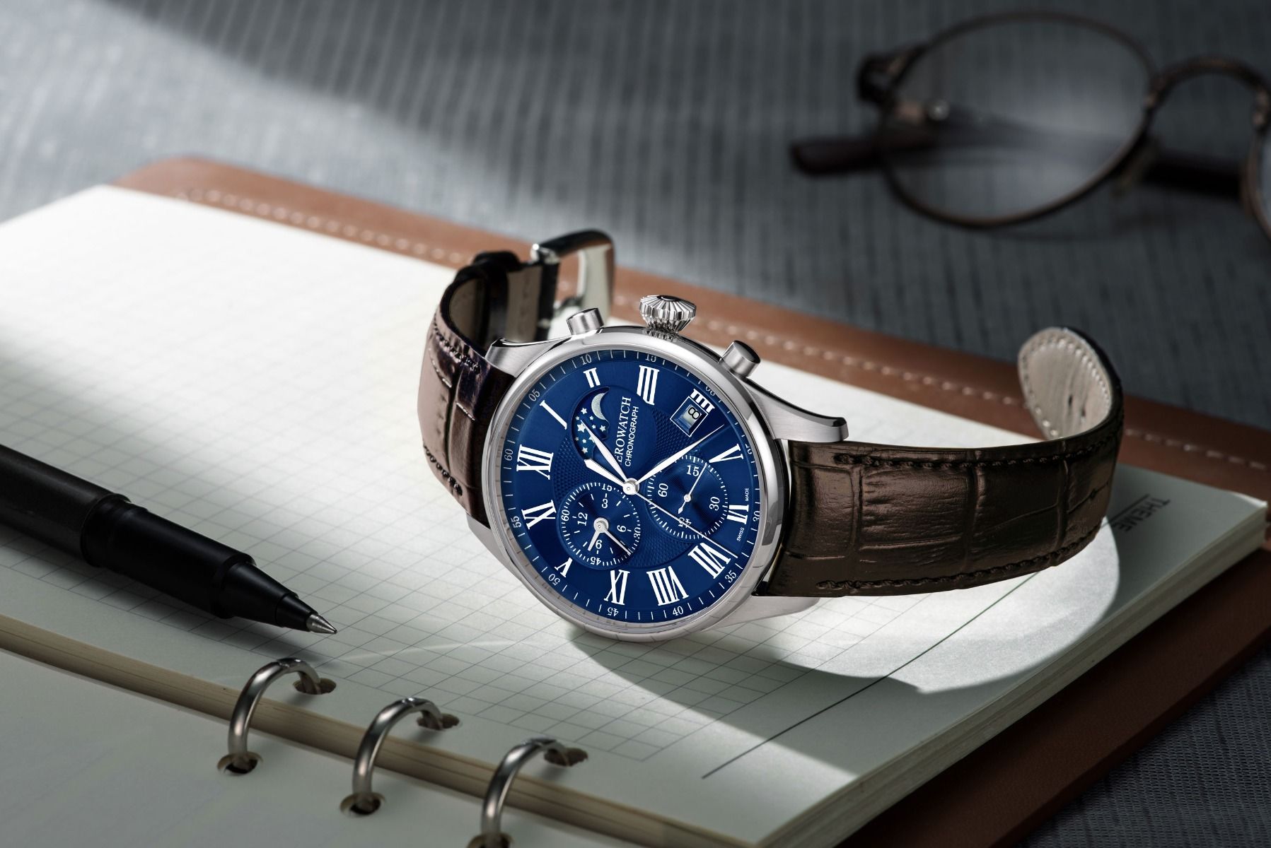 Aerowatch Damenuhren RÃ¶römisches Zifferblatt Mondphase